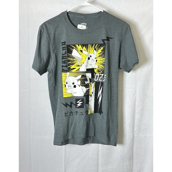 Pokemon Pikachu Action Mens Small Gray T-shirt NWT - Picture 1 of 8